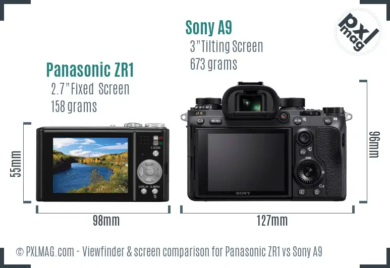 Panasonic ZR1 vs Sony A9 Screen and Viewfinder comparison