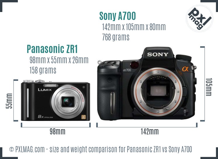 Panasonic ZR1 vs Sony A700 size comparison Panasonic ZR1 vs Sony A700 size comparison