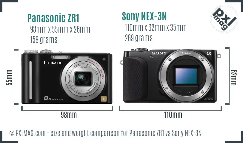 Panasonic ZR1 vs Sony NEX-3N size comparison Panasonic ZR1 vs Sony NEX-3N size comparison
