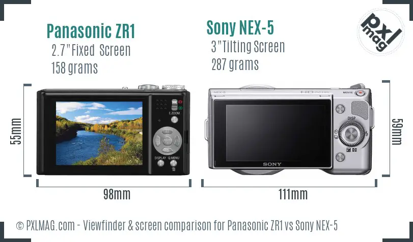 Panasonic ZR1 vs Sony NEX-5 Screen and Viewfinder comparison