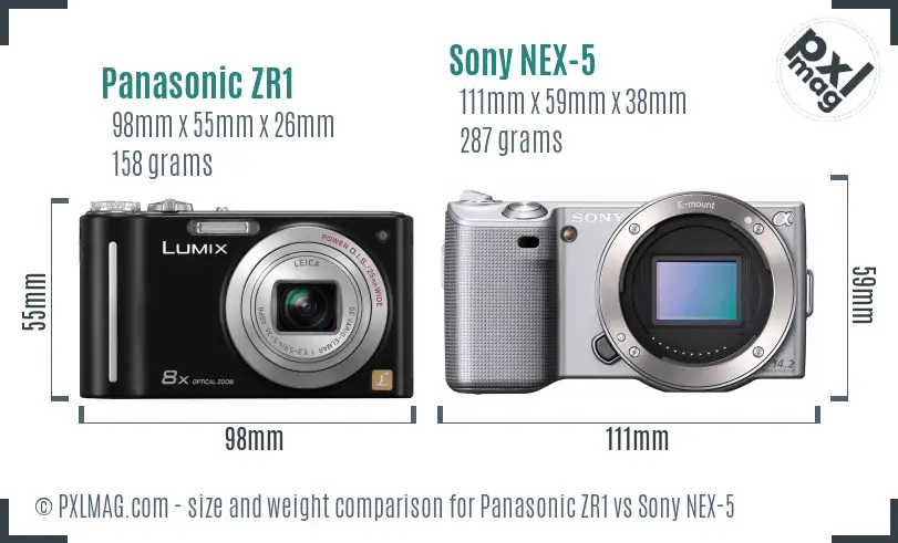 Panasonic ZR1 vs Sony NEX-5 size comparison