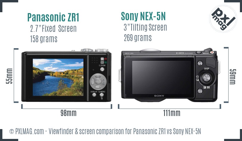 Panasonic ZR1 vs Sony NEX-5N Screen and Viewfinder comparison