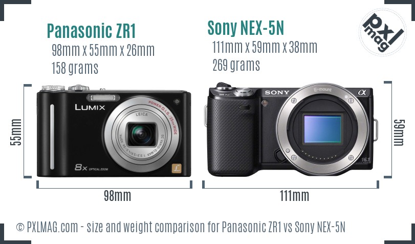 Panasonic ZR1 vs Sony NEX-5N size comparison