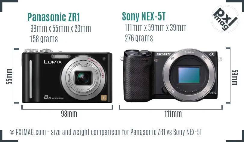 Panasonic ZR1 vs Sony NEX-5T size comparison