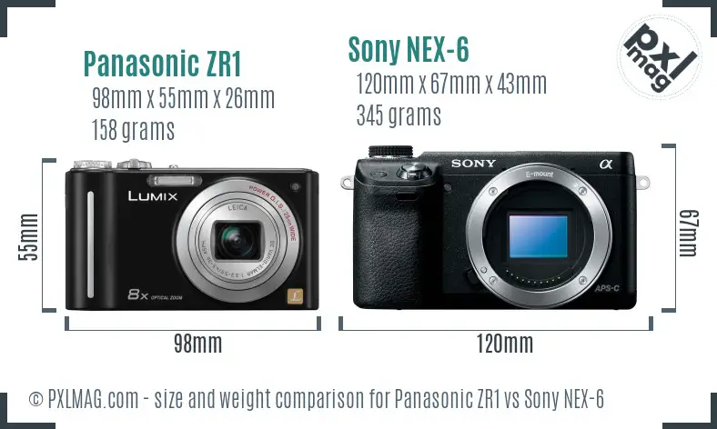 Panasonic ZR1 vs Sony NEX-6 size comparison Panasonic ZR1 vs Sony NEX-6 size comparison