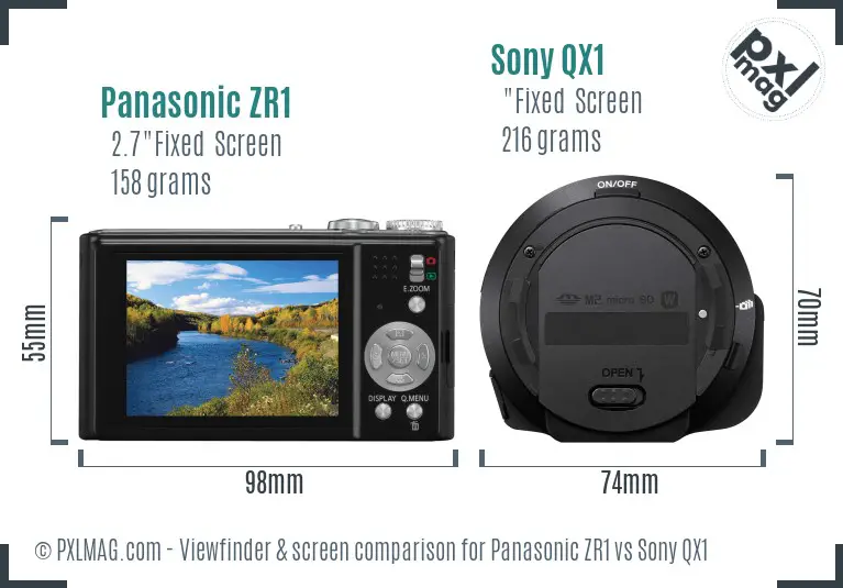Panasonic ZR1 vs Sony QX1 Screen and Viewfinder comparison Panasonic ZR1 vs Sony QX1 Screen and Viewfinder comparison