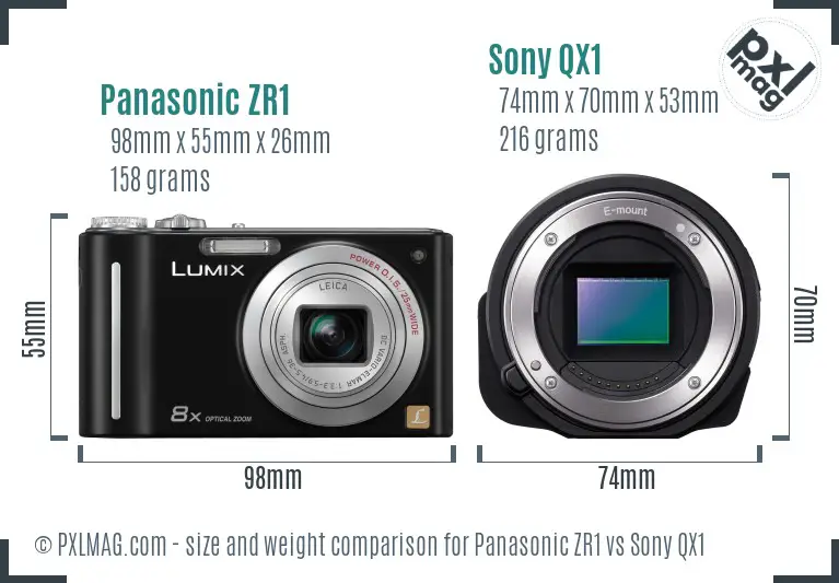 Panasonic ZR1 vs Sony QX1 size comparison Panasonic ZR1 vs Sony QX1 size comparison