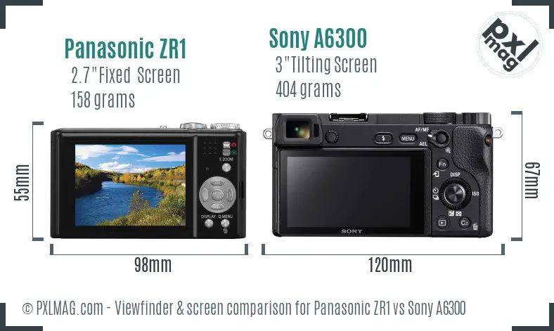 Panasonic ZR1 vs Sony A6300 Screen and Viewfinder comparison