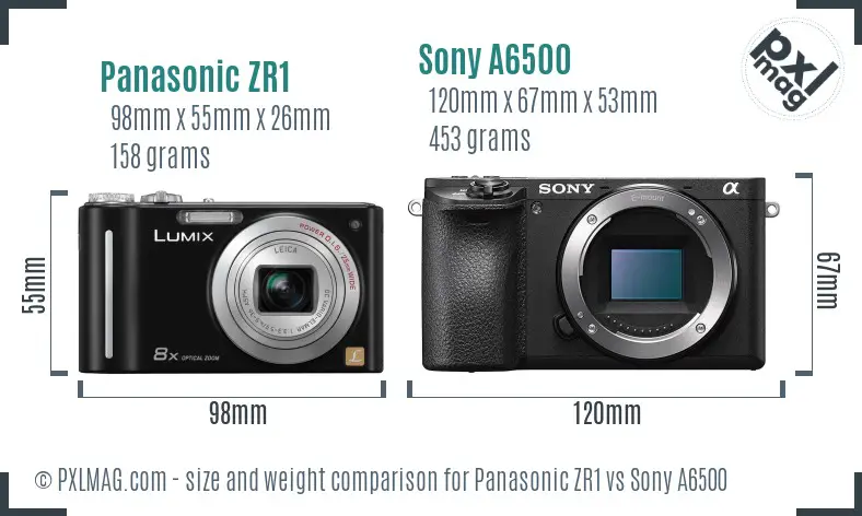 Panasonic ZR1 vs Sony A6500 size comparison Panasonic ZR1 vs Sony A6500 size comparison