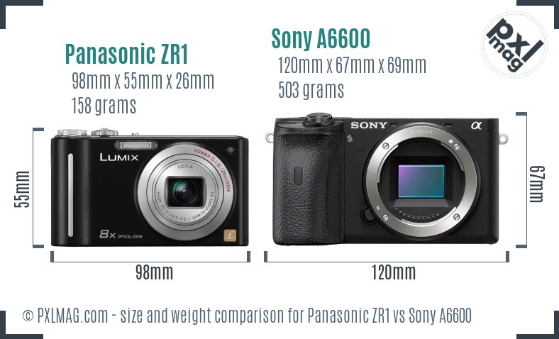 Panasonic ZR1 vs Sony A6600 size comparison Panasonic ZR1 vs Sony A6600 size comparison