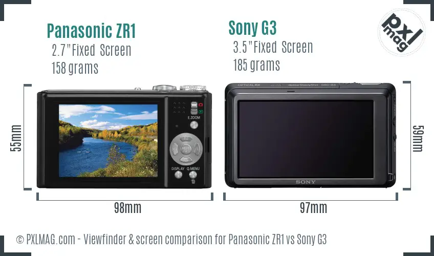 Panasonic ZR1 vs Sony G3 Screen and Viewfinder comparison