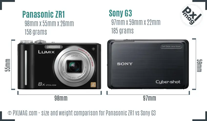 Panasonic ZR1 vs Sony G3 size comparison