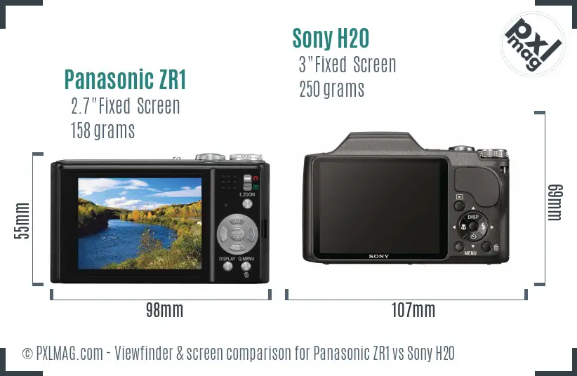 Panasonic ZR1 vs Sony H20 Screen and Viewfinder comparison