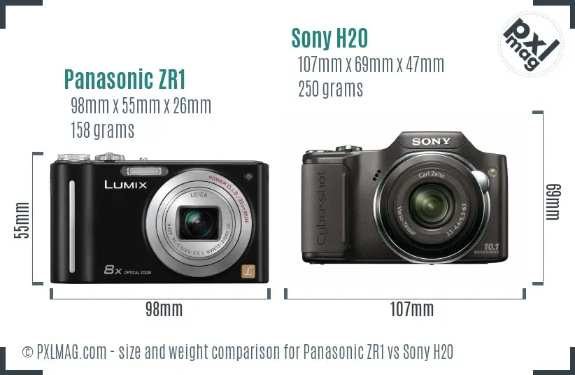 Panasonic ZR1 vs Sony H20 size comparison