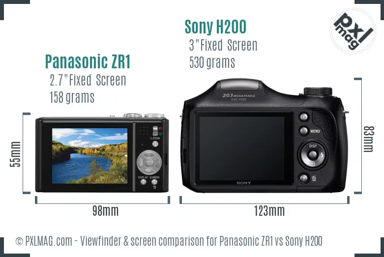 Panasonic ZR1 vs Sony H200 Screen and Viewfinder comparison