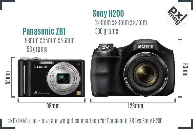 Panasonic ZR1 vs Sony H200 size comparison