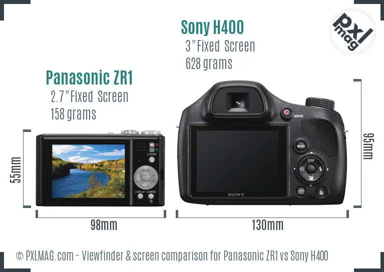 Panasonic ZR1 vs Sony H400 Screen and Viewfinder comparison