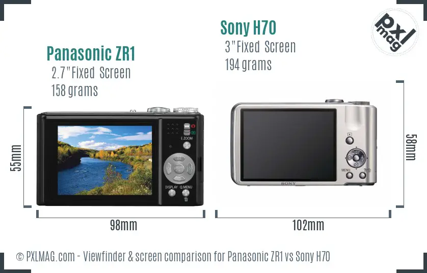 Panasonic ZR1 vs Sony H70 Screen and Viewfinder comparison