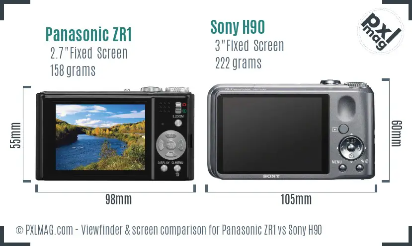 Panasonic ZR1 vs Sony H90 Screen and Viewfinder comparison