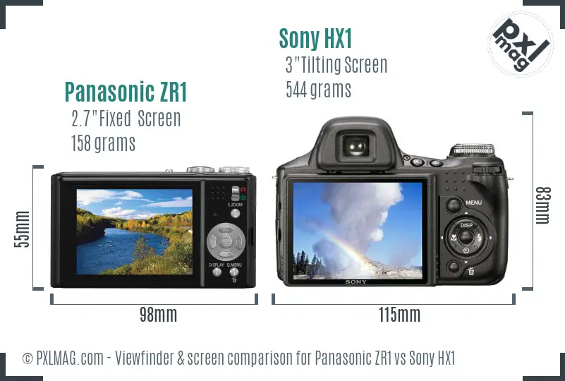 Panasonic ZR1 vs Sony HX1 Screen and Viewfinder comparison