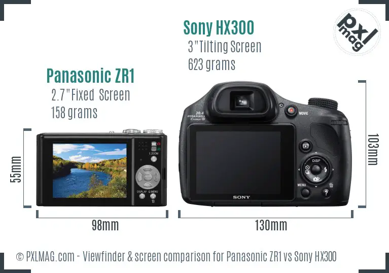 Panasonic ZR1 vs Sony HX300 Screen and Viewfinder comparison