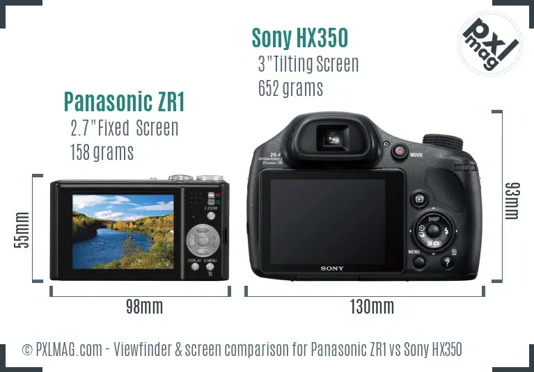 Panasonic ZR1 vs Sony HX350 Screen and Viewfinder comparison