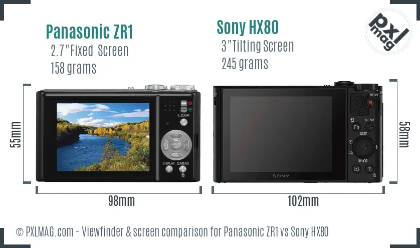 Panasonic ZR1 vs Sony HX80 Screen and Viewfinder comparison Panasonic ZR1 vs Sony HX80 Screen and Viewfinder comparison