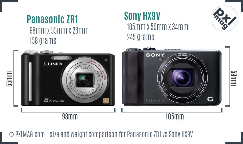 Panasonic ZR1 vs Sony HX9V size comparison Panasonic ZR1 vs Sony HX9V size comparison