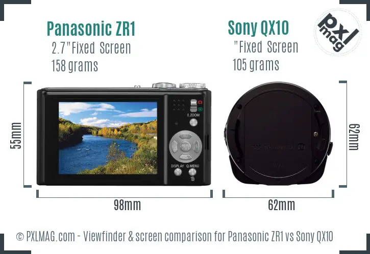 Panasonic ZR1 vs Sony QX10 Screen and Viewfinder comparison Panasonic ZR1 vs Sony QX10 Screen and Viewfinder comparison