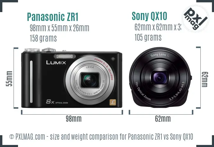 Panasonic ZR1 vs Sony QX10 size comparison Panasonic ZR1 vs Sony QX10 size comparison