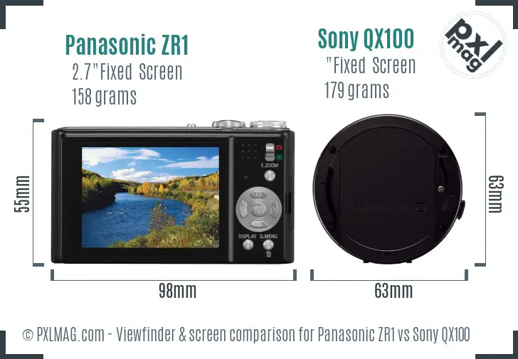 Panasonic ZR1 vs Sony QX100 Screen and Viewfinder comparison