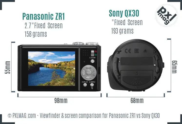Panasonic ZR1 vs Sony QX30 Screen and Viewfinder comparison