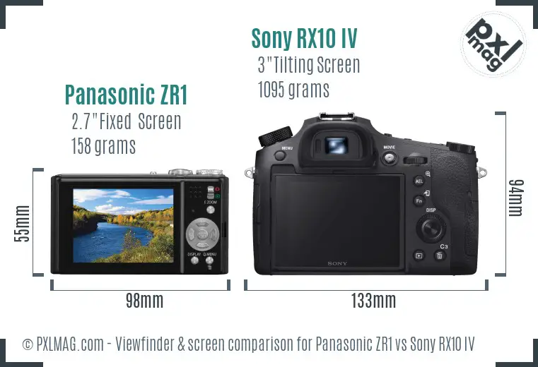 Panasonic ZR1 vs Sony RX10 IV Screen and Viewfinder comparison