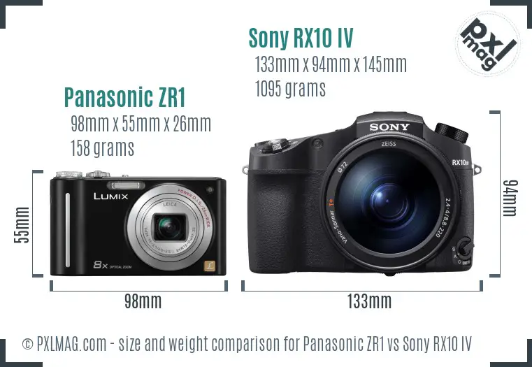 Panasonic ZR1 vs Sony RX10 IV size comparison