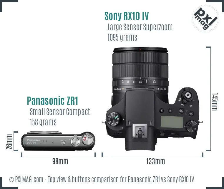 Panasonic ZR1 vs Sony RX10 IV top view buttons comparison