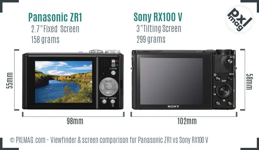 Panasonic ZR1 vs Sony RX100 V Screen and Viewfinder comparison Panasonic ZR1 vs Sony RX100 V Screen and Viewfinder comparison