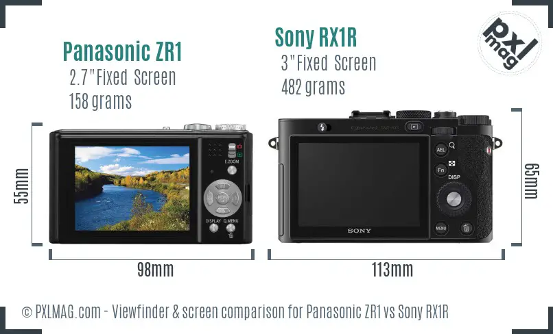 Panasonic ZR1 vs Sony RX1R Screen and Viewfinder comparison Panasonic ZR1 vs Sony RX1R Screen and Viewfinder comparison