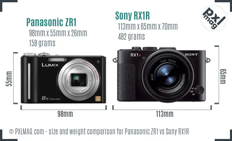 Panasonic ZR1 vs Sony RX1R size comparison Panasonic ZR1 vs Sony RX1R size comparison