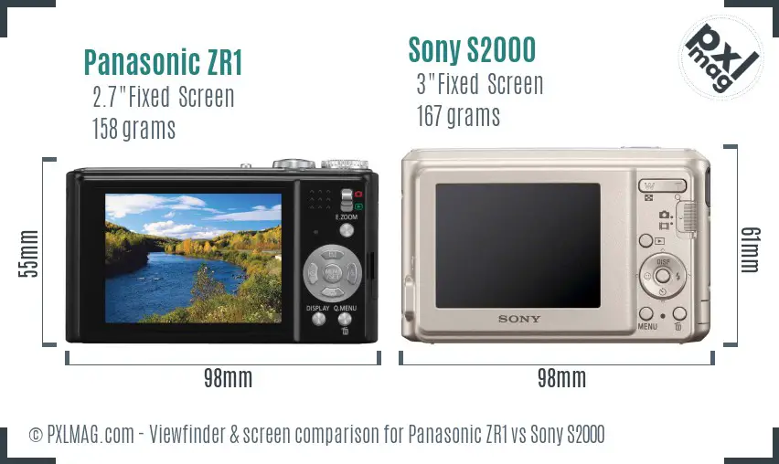 Panasonic ZR1 vs Sony S2000 Screen and Viewfinder comparison