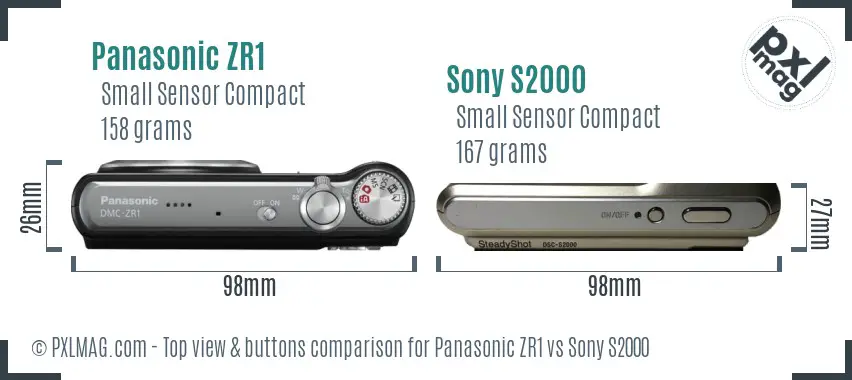 Panasonic ZR1 vs Sony S2000 top view buttons comparison