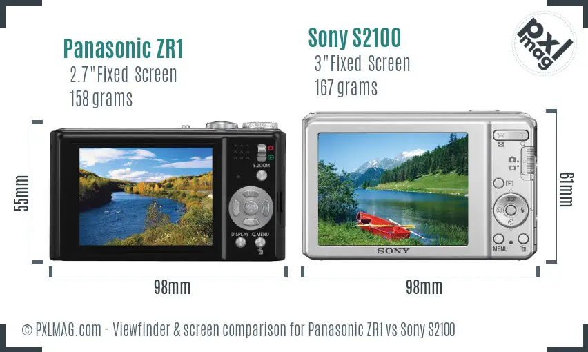 Panasonic ZR1 vs Sony S2100 Screen and Viewfinder comparison Panasonic ZR1 vs Sony S2100 Screen and Viewfinder comparison