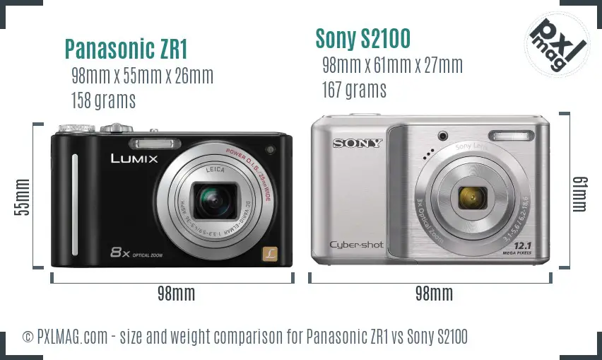 Panasonic ZR1 vs Sony S2100 size comparison Panasonic ZR1 vs Sony S2100 size comparison