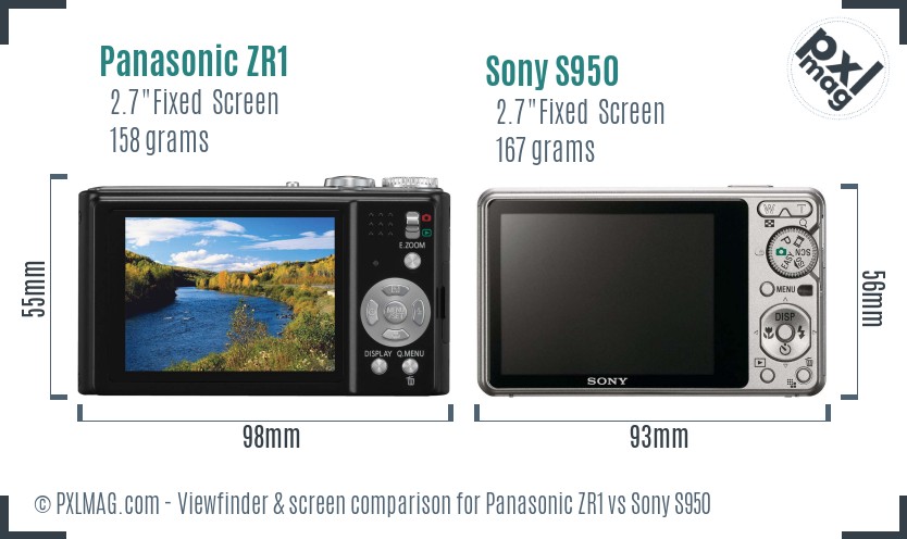 Panasonic ZR1 vs Sony S950 Screen and Viewfinder comparison