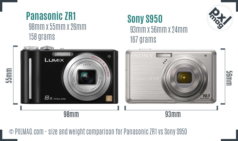 Panasonic ZR1 vs Sony S950 size comparison Panasonic ZR1 vs Sony S950 size comparison