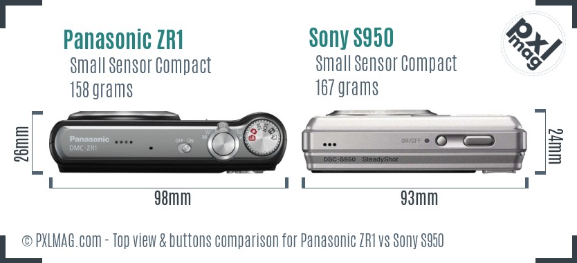 Panasonic ZR1 vs Sony S950 top view buttons comparison