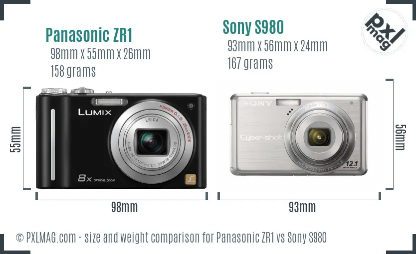Panasonic ZR1 vs Sony S980 size comparison