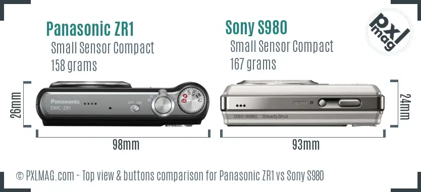 Panasonic ZR1 vs Sony S980 top view buttons comparison