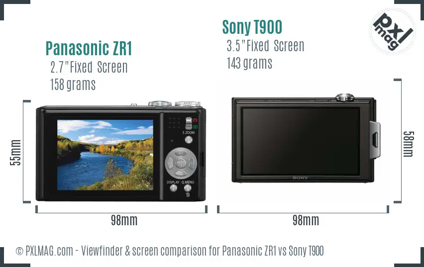 Panasonic ZR1 vs Sony T900 Screen and Viewfinder comparison