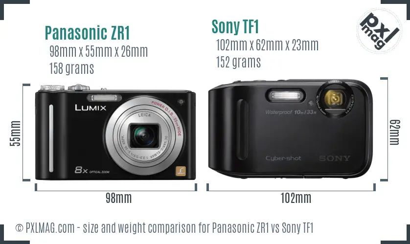 Panasonic ZR1 vs Sony TF1 size comparison