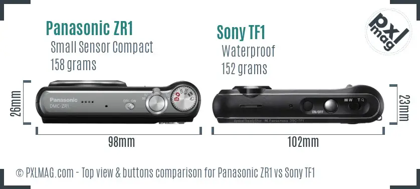Panasonic ZR1 vs Sony TF1 top view buttons comparison